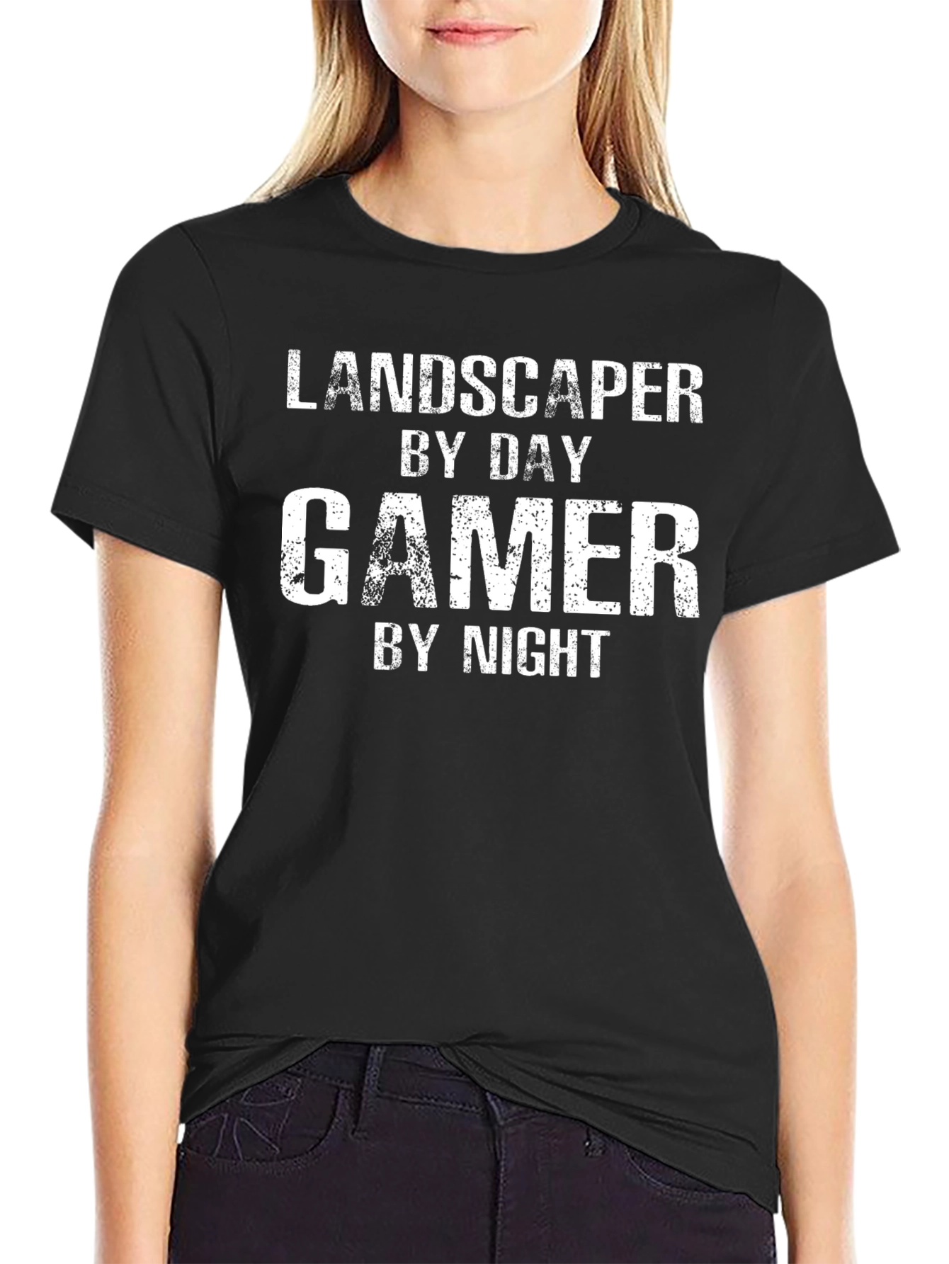 Landscaper by Day Gamer by Night Black T-Shirt