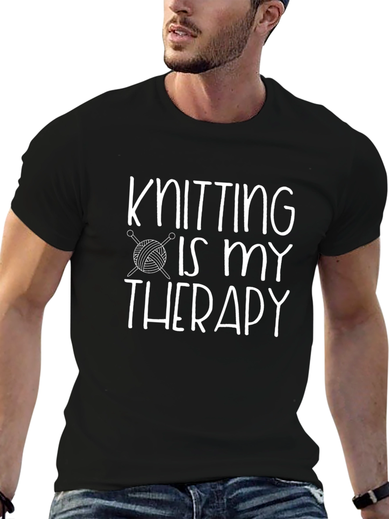 Knitting is My Therapy T-Shirt - Knitters Gift