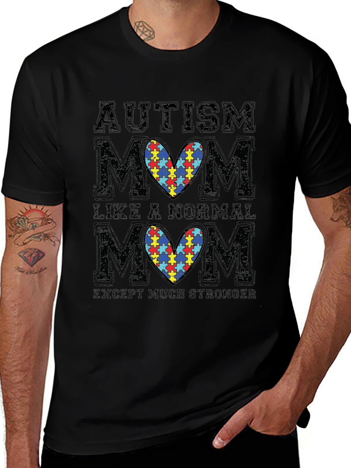 Autism Mom T-Shirt - Puzzle Heart Graphic Tee
