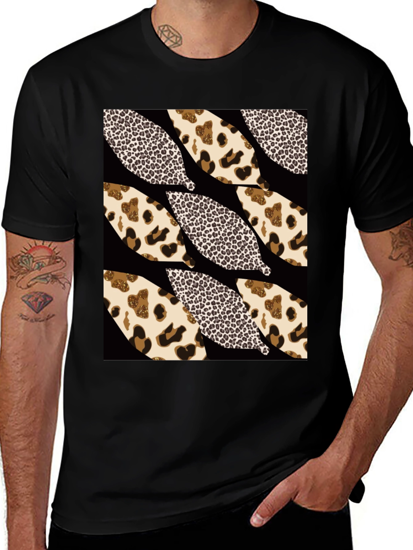 Leopard Print Leaf T-Shirt - Stylish Graphic Tee