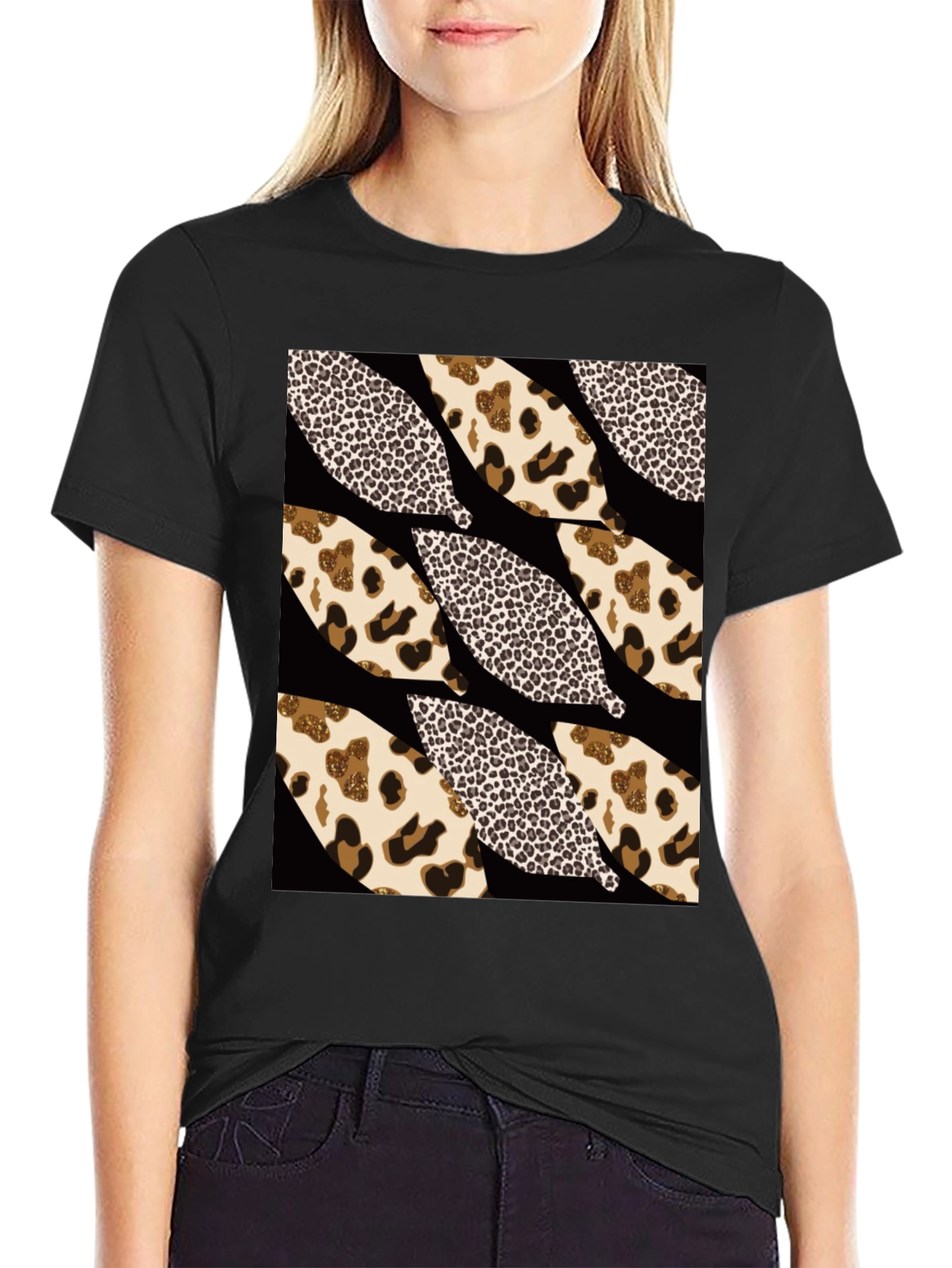 Leopard Print Leaf T-Shirt - Stylish Graphic Tee