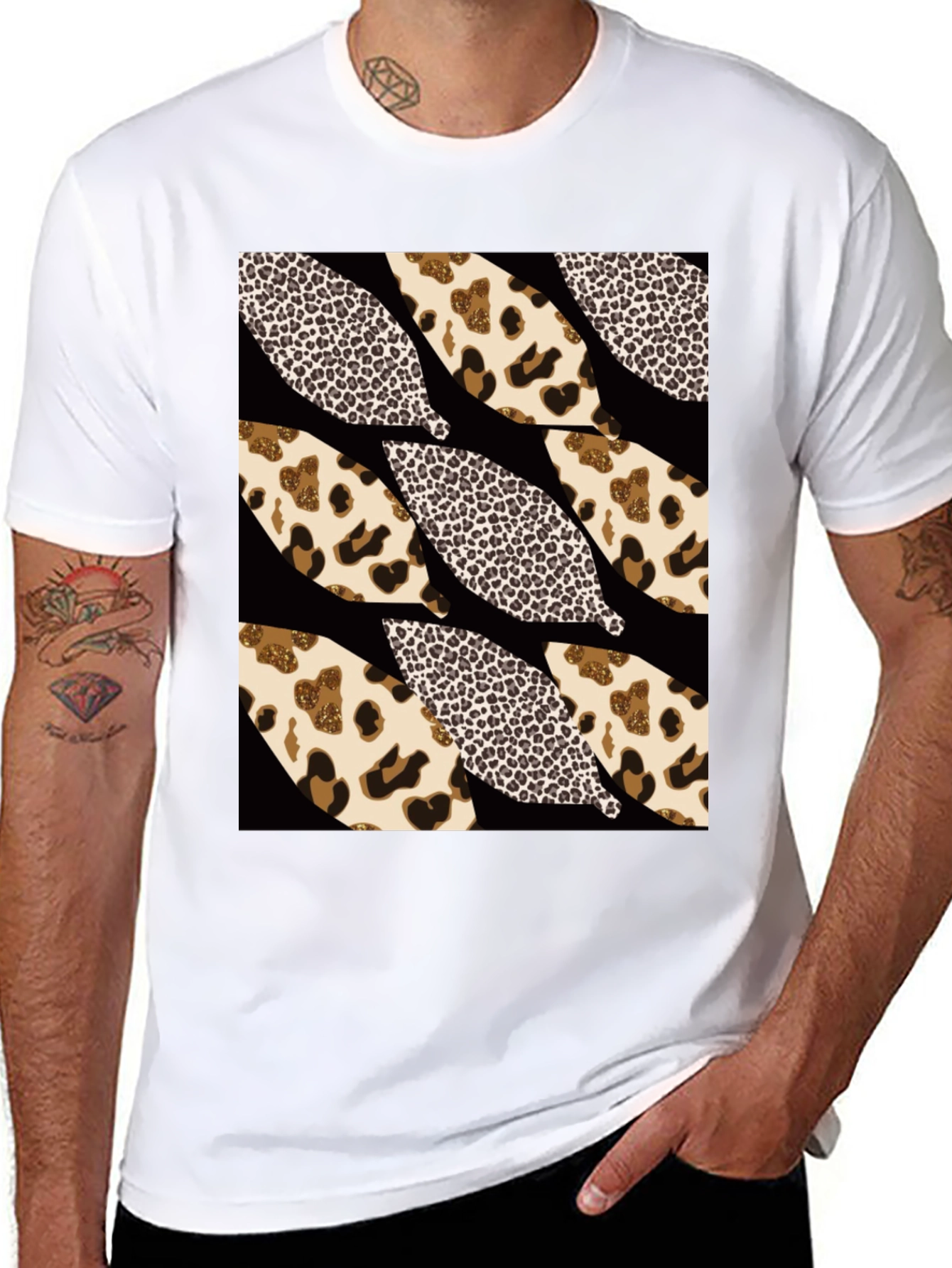 Leopard Print Leaf T-Shirt - Stylish Graphic Tee