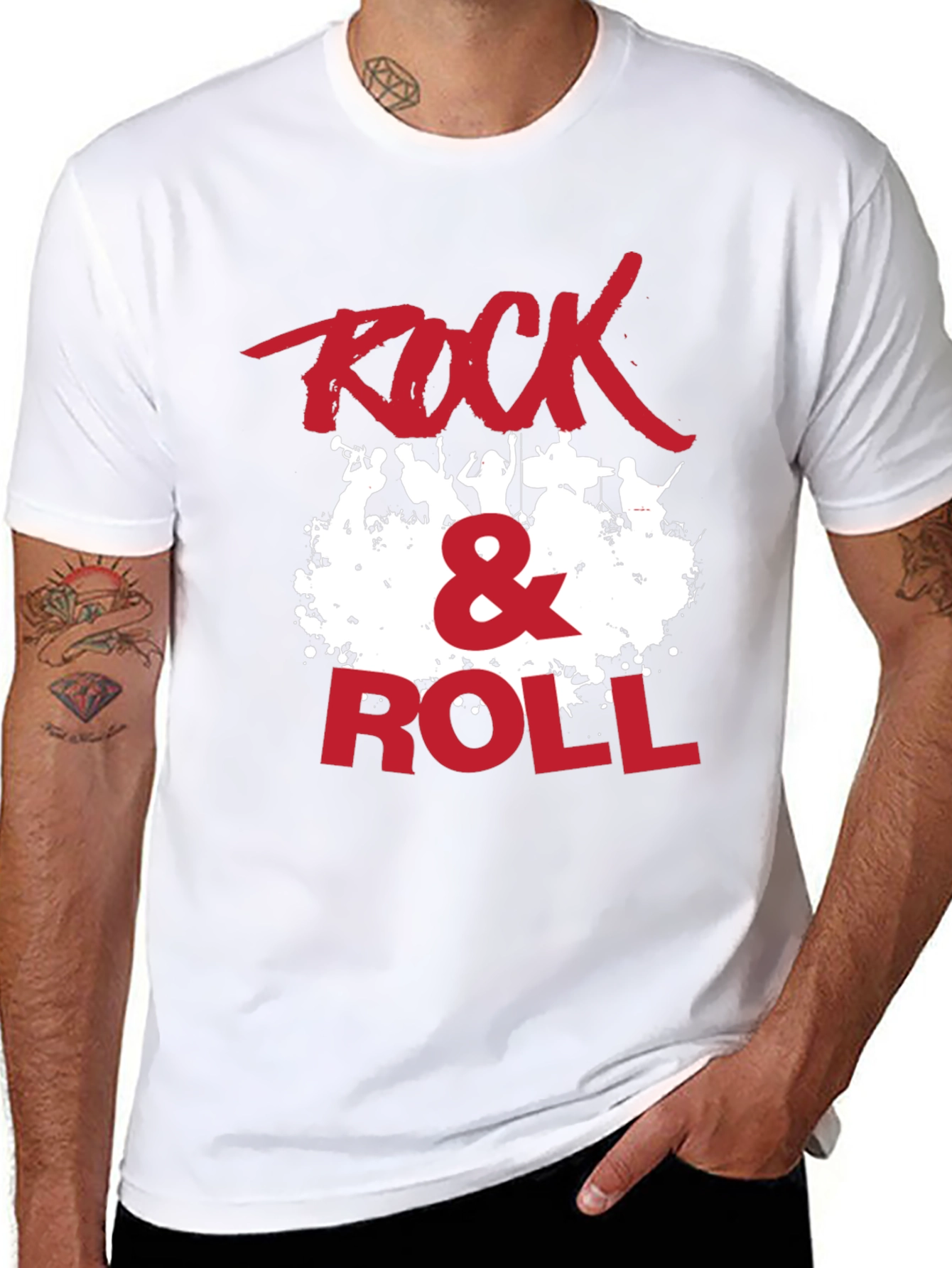 Rock & Roll Graphic Print Crew Neck T-Shirt