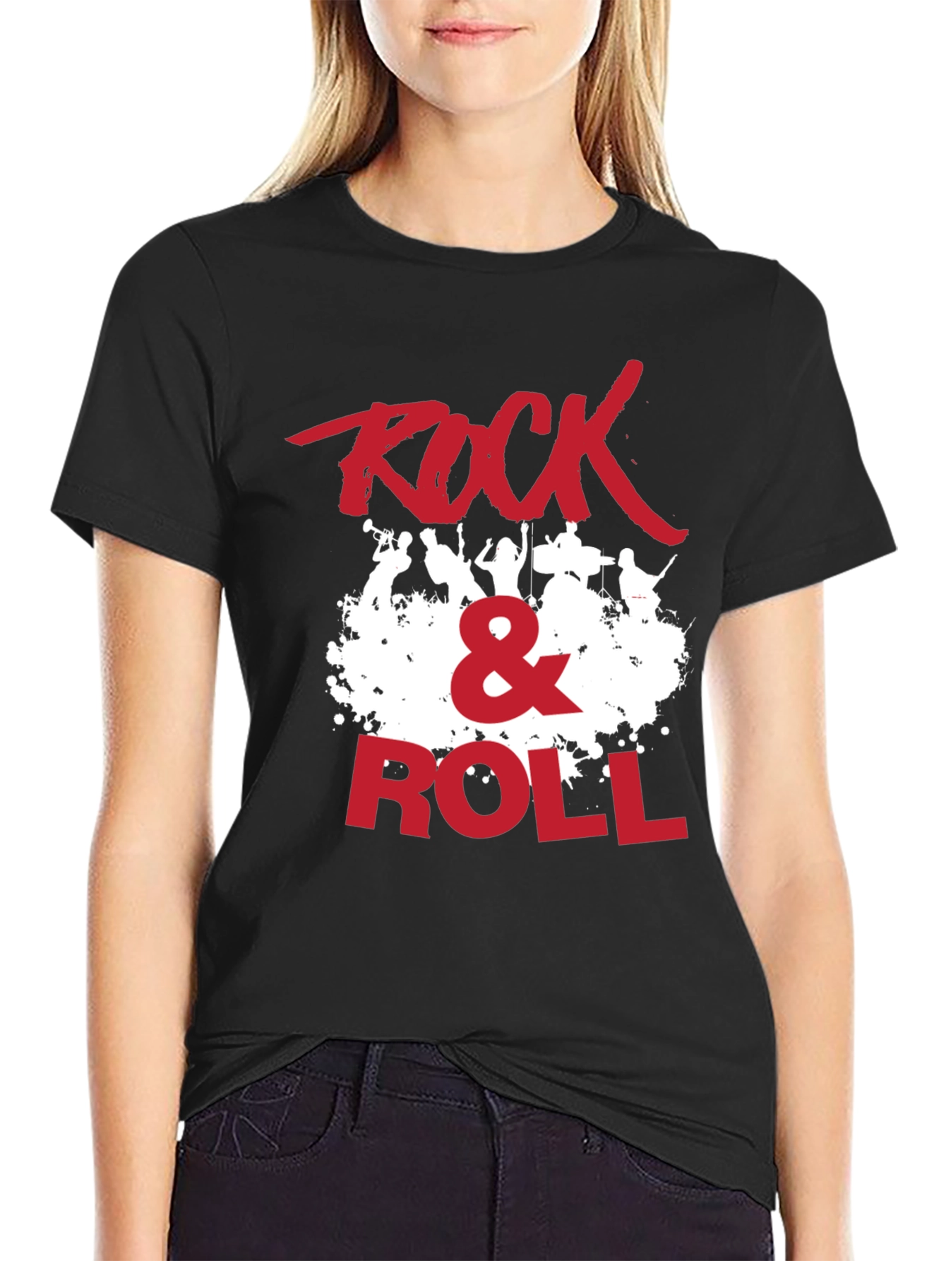 Rock & Roll Graphic Print Crew Neck T-Shirt