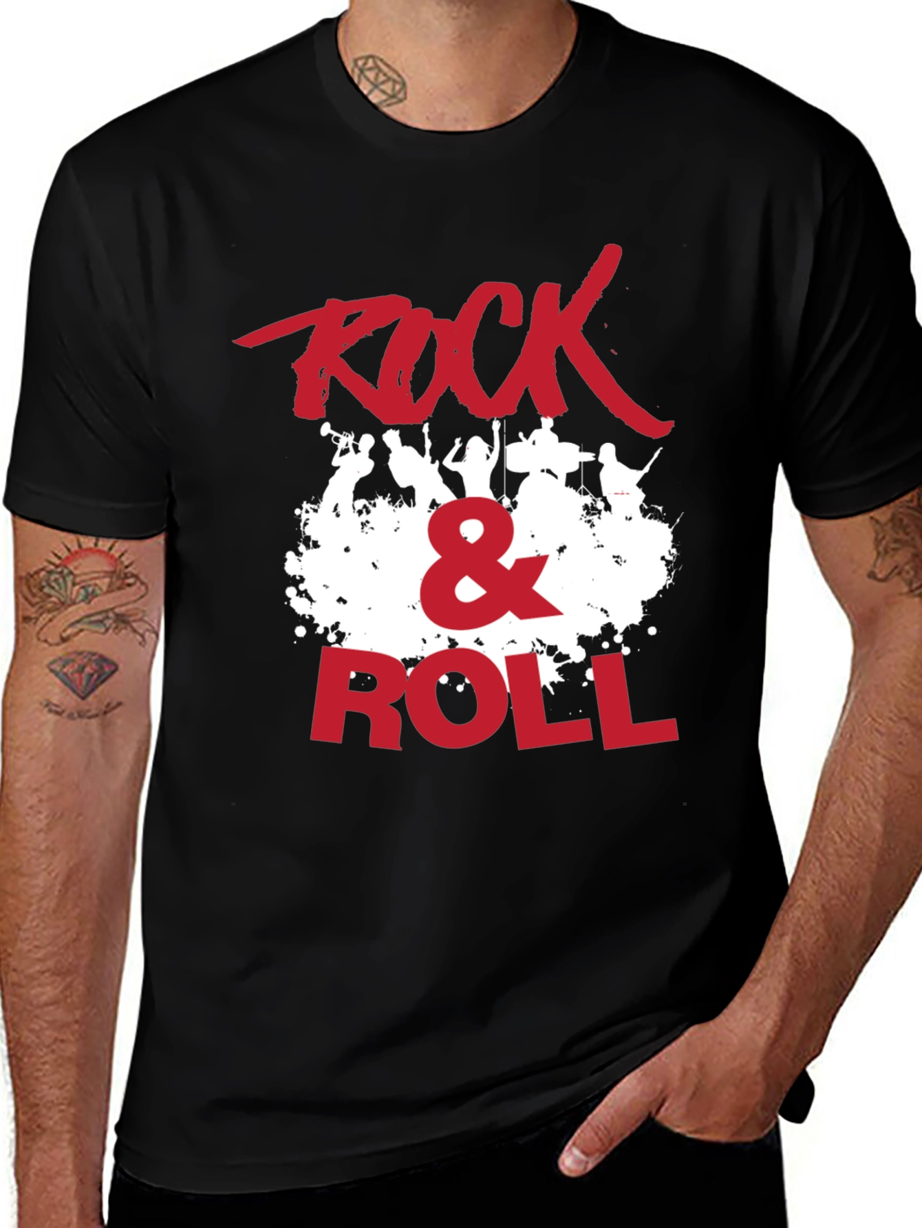 Rock & Roll Graphic Print Crew Neck T-Shirt