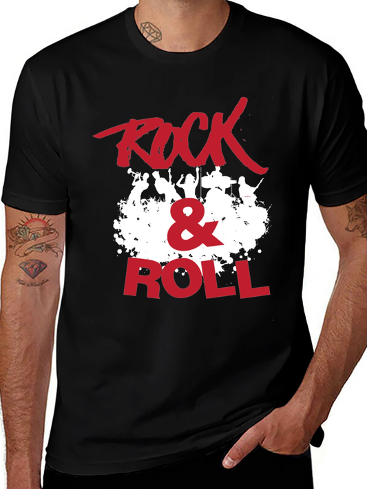 Rock & Roll Graphic Print Crew Neck T-Shirt