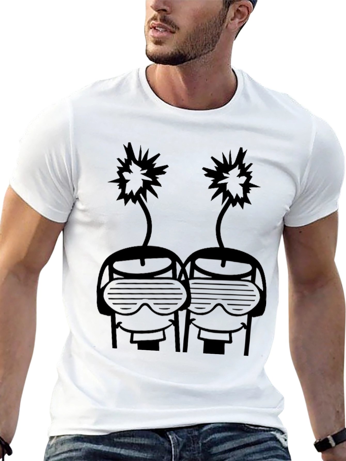 Cool Graphic Tee - Retro Robot Head Design