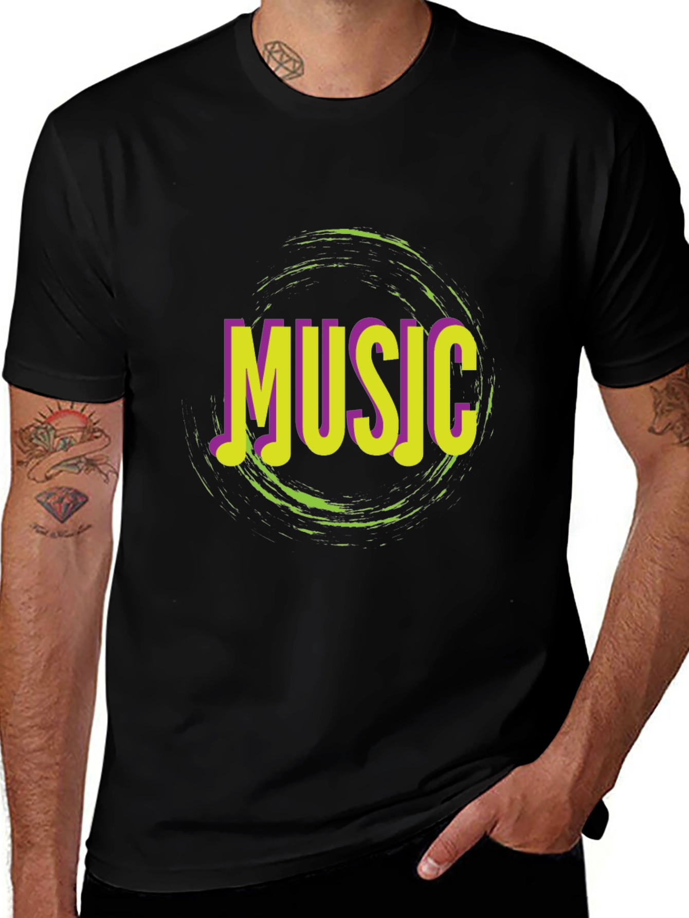 Music Graphic Print Crew Neck T-Shirt