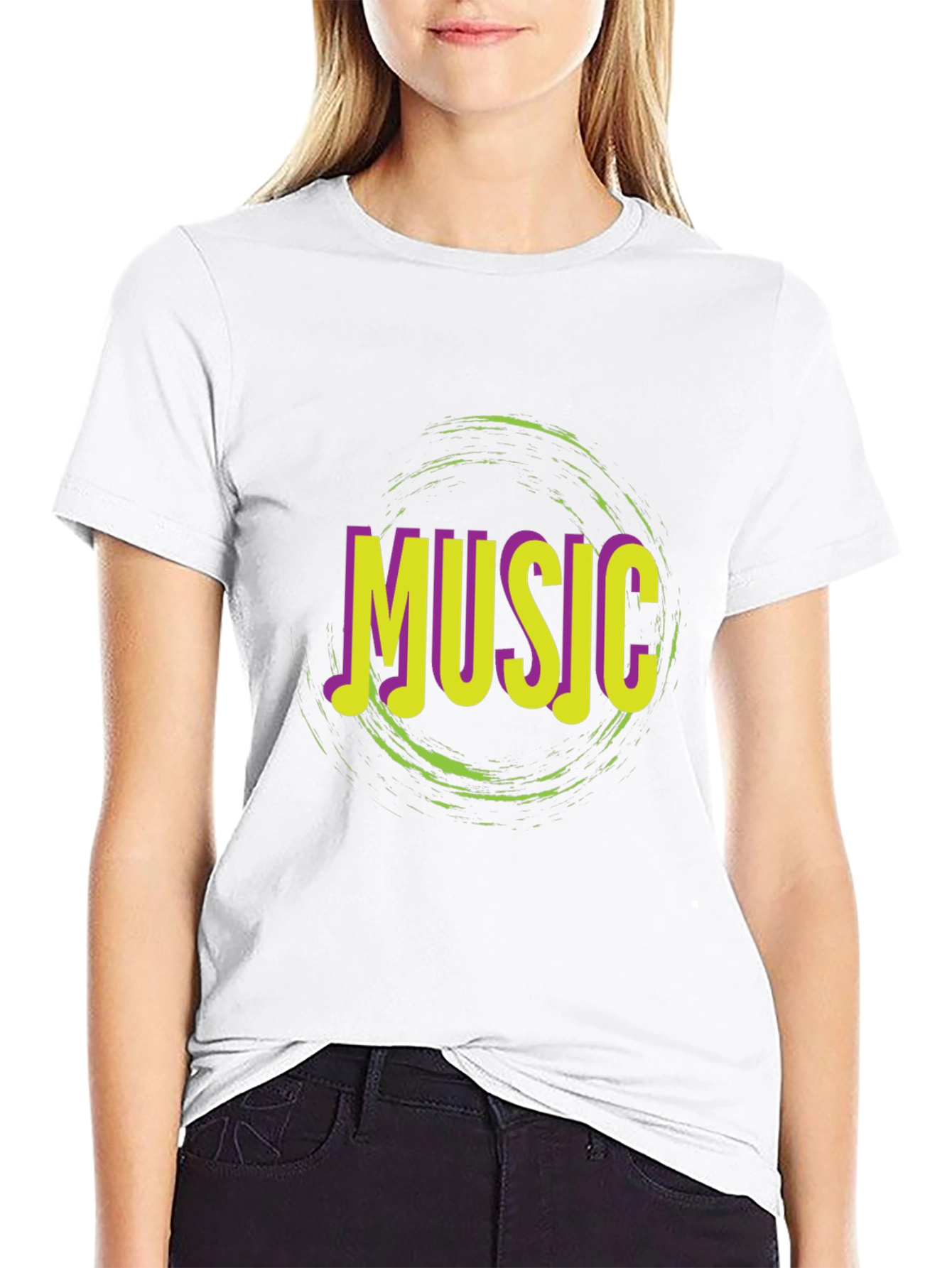 Music Graphic Print Crew Neck T-Shirt