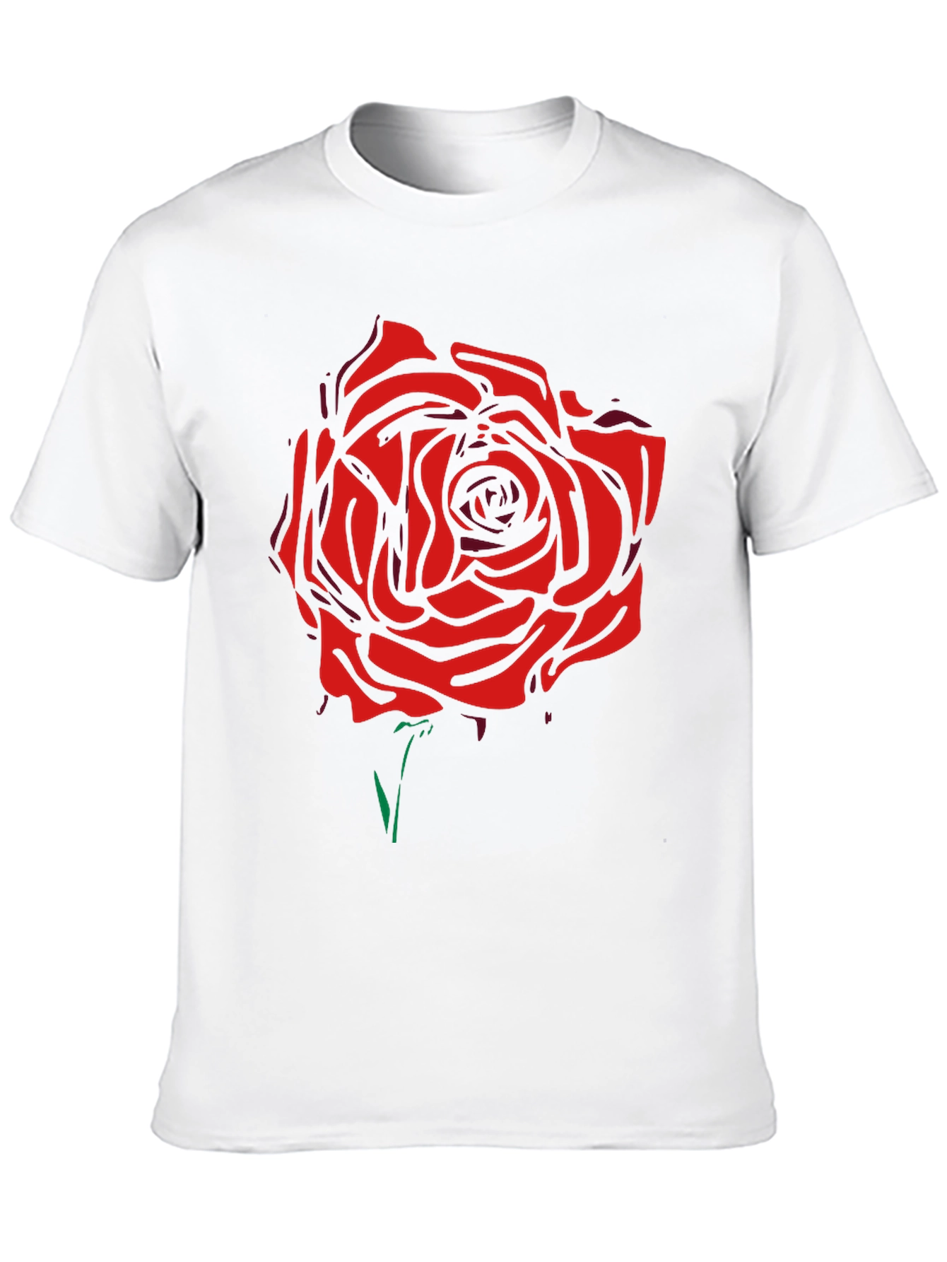 Black T-Shirt with Bold Red Rose Graphic