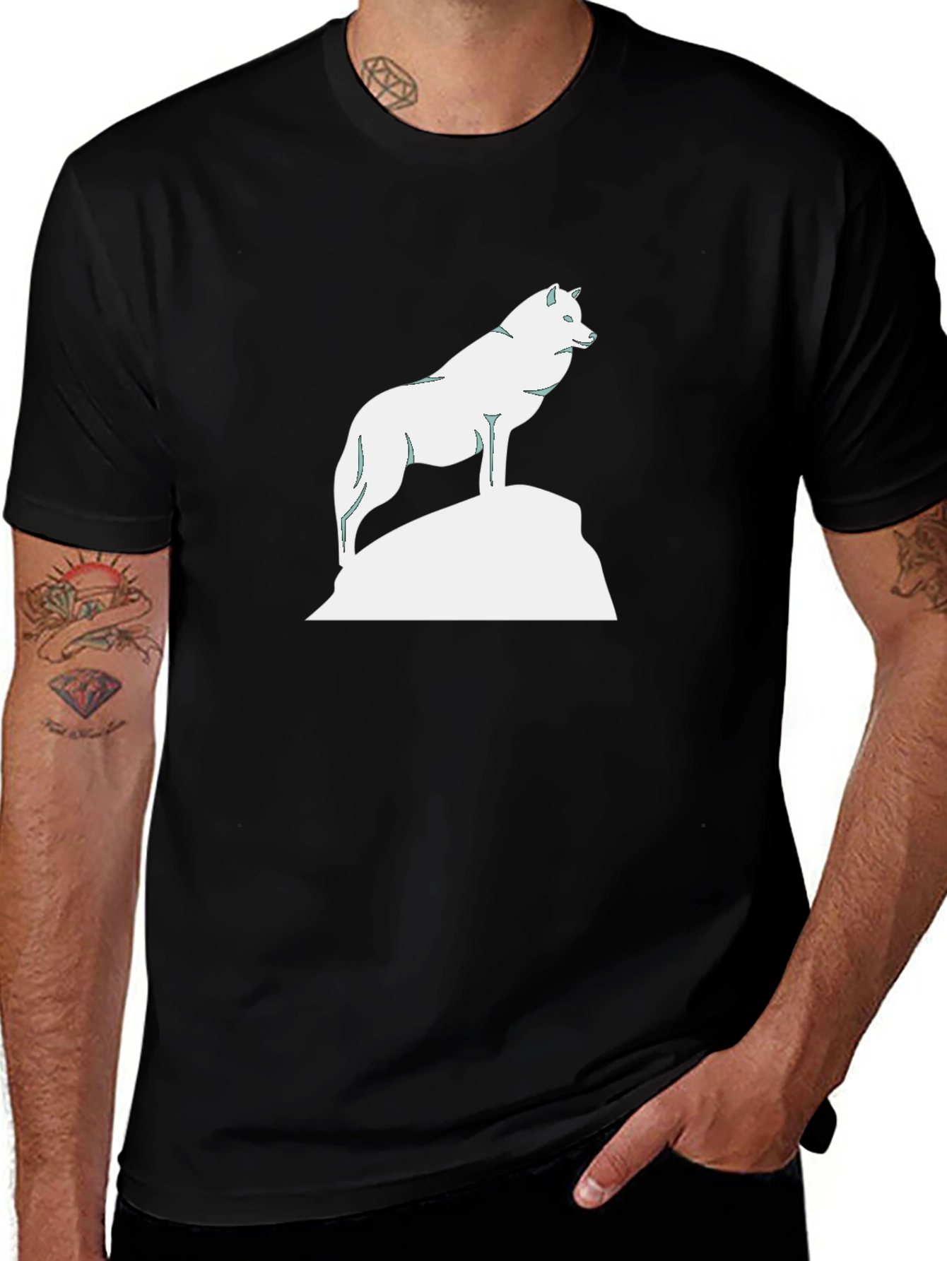 Black Wolf Silhouette Graphic Tee