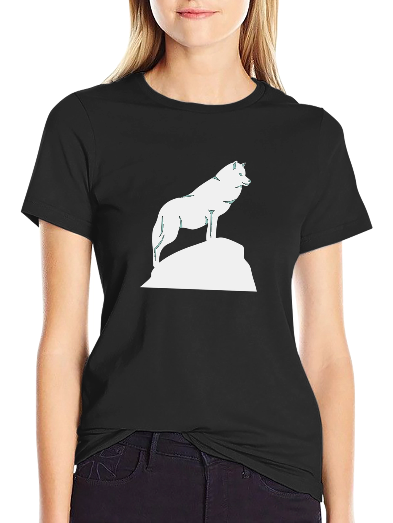 Black Wolf Silhouette Graphic Tee