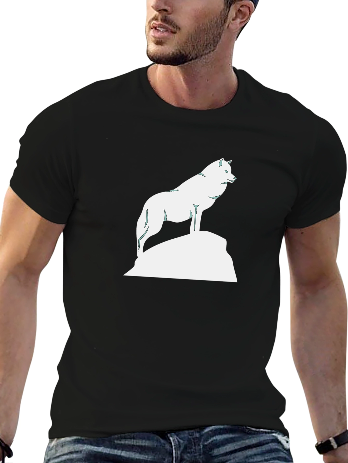 Black Wolf Silhouette Graphic Tee