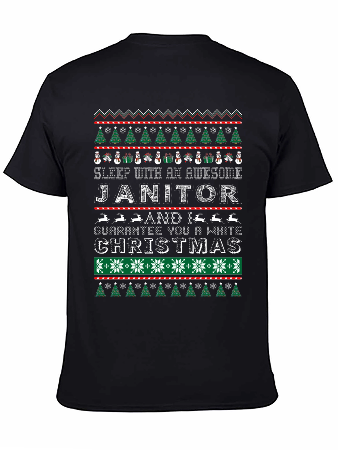 Funny Janitor Christmas Ugly Sweater Style T-Shirt