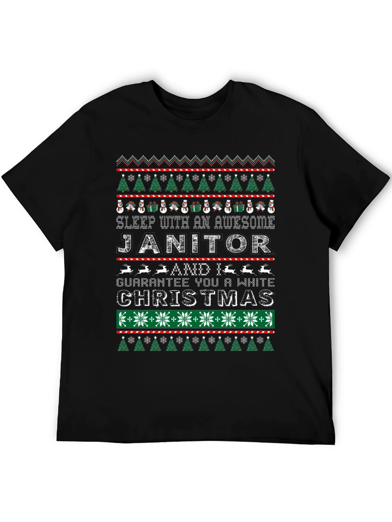 Funny Janitor Christmas Ugly Sweater Style T-Shirt