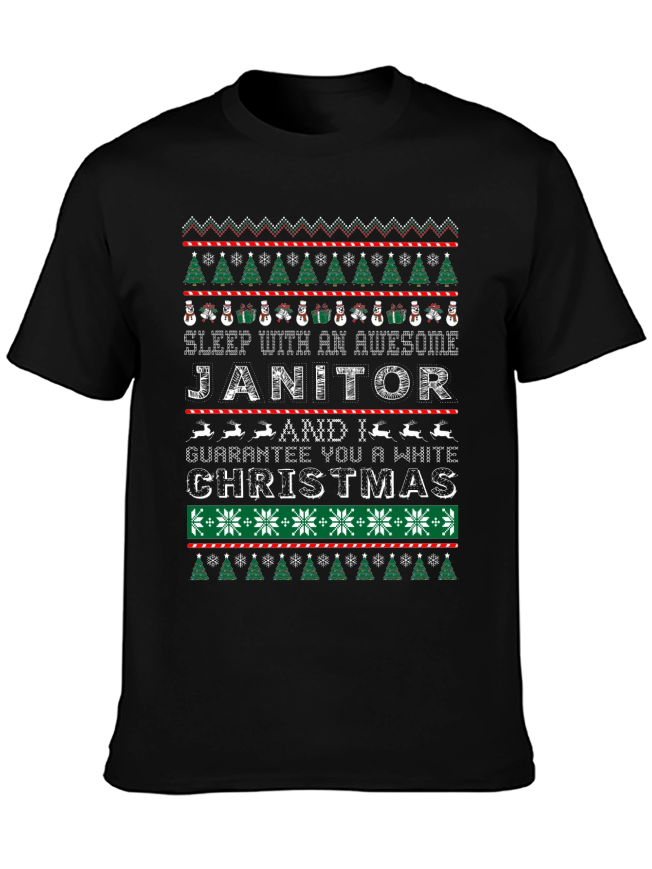 Funny Janitor Christmas Ugly Sweater Style T-Shirt