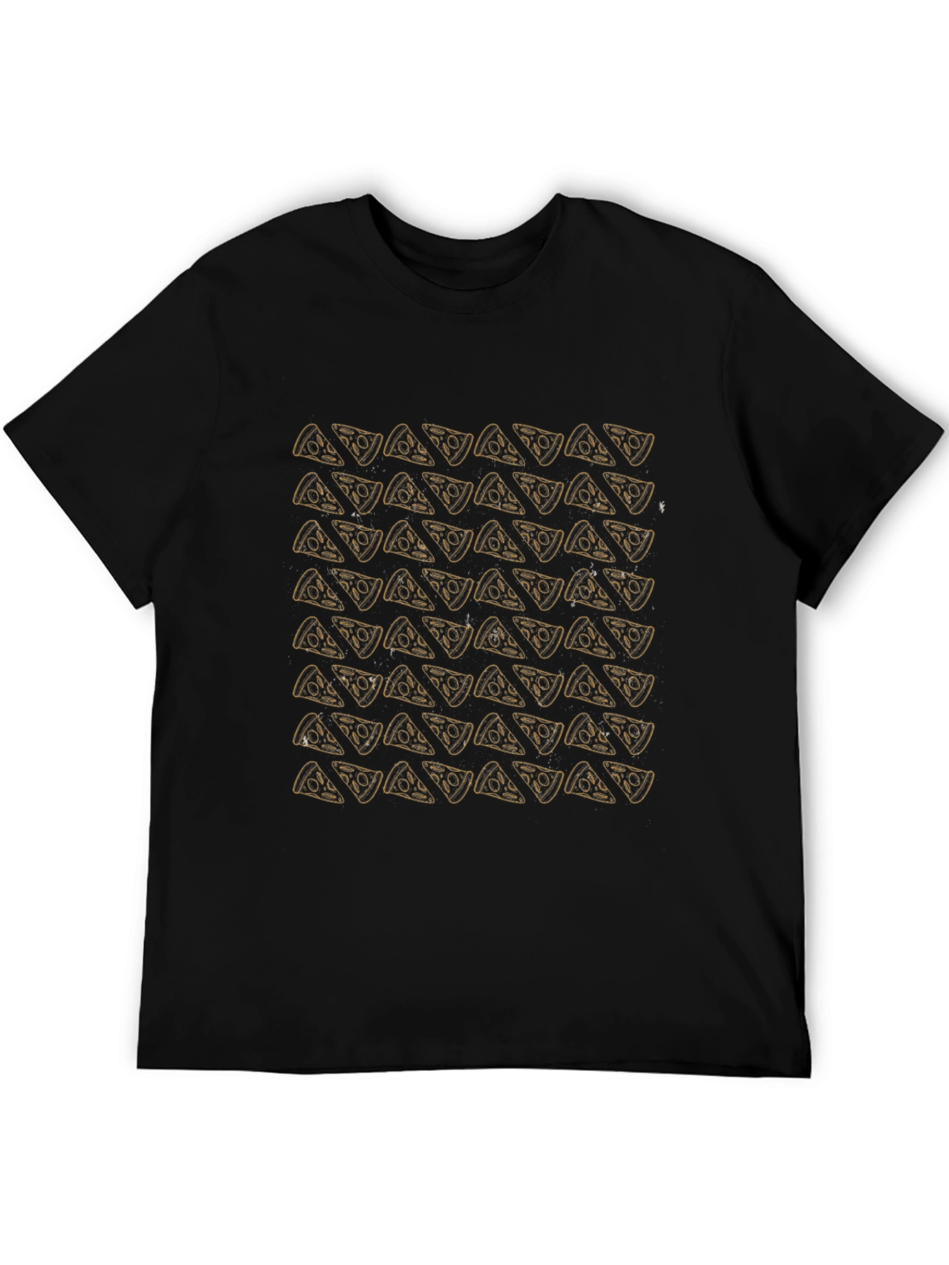 Pizza Pattern T-Shirt - Black Casual