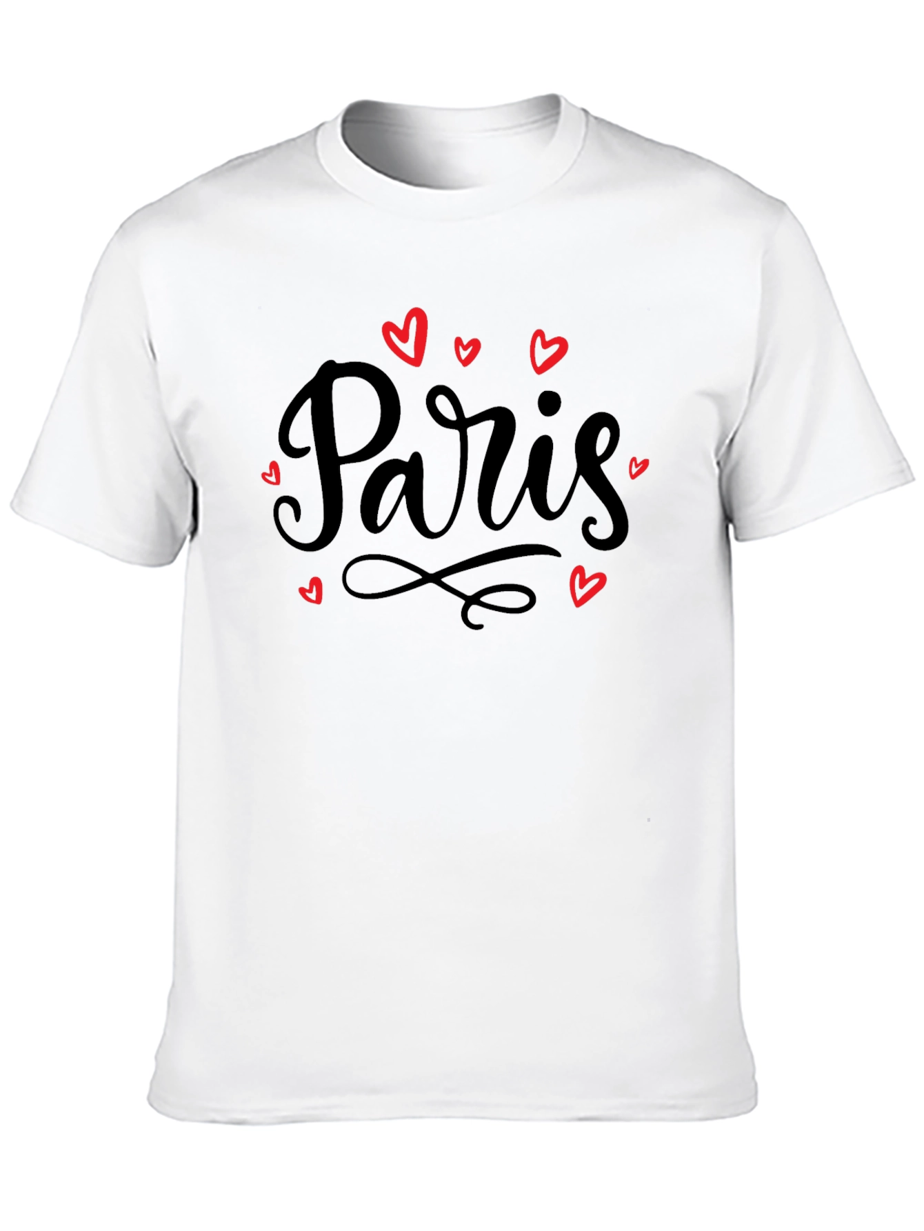 Paris Love Heart Graphic T-Shirt - Black