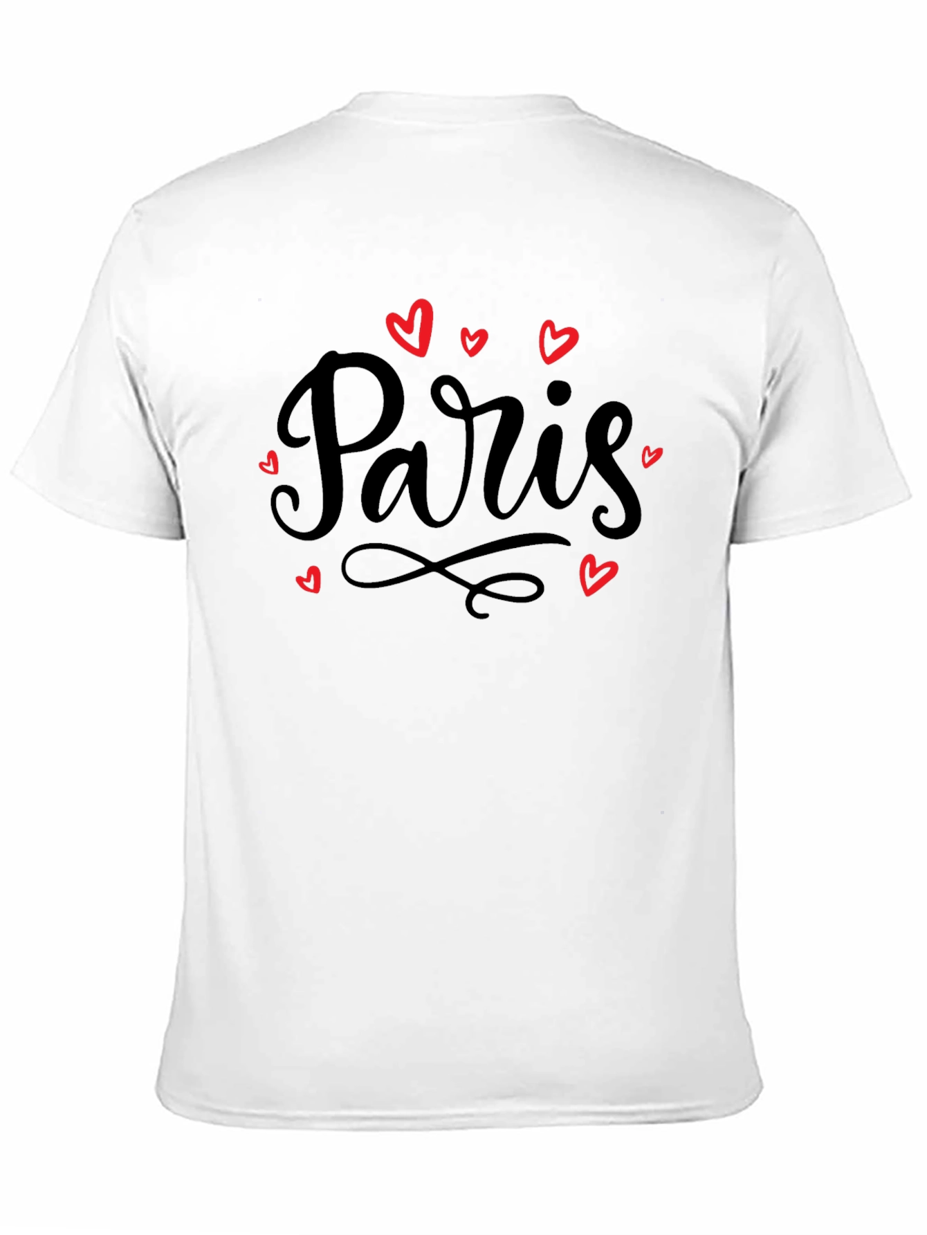 Paris Love Heart Graphic T-Shirt - Black