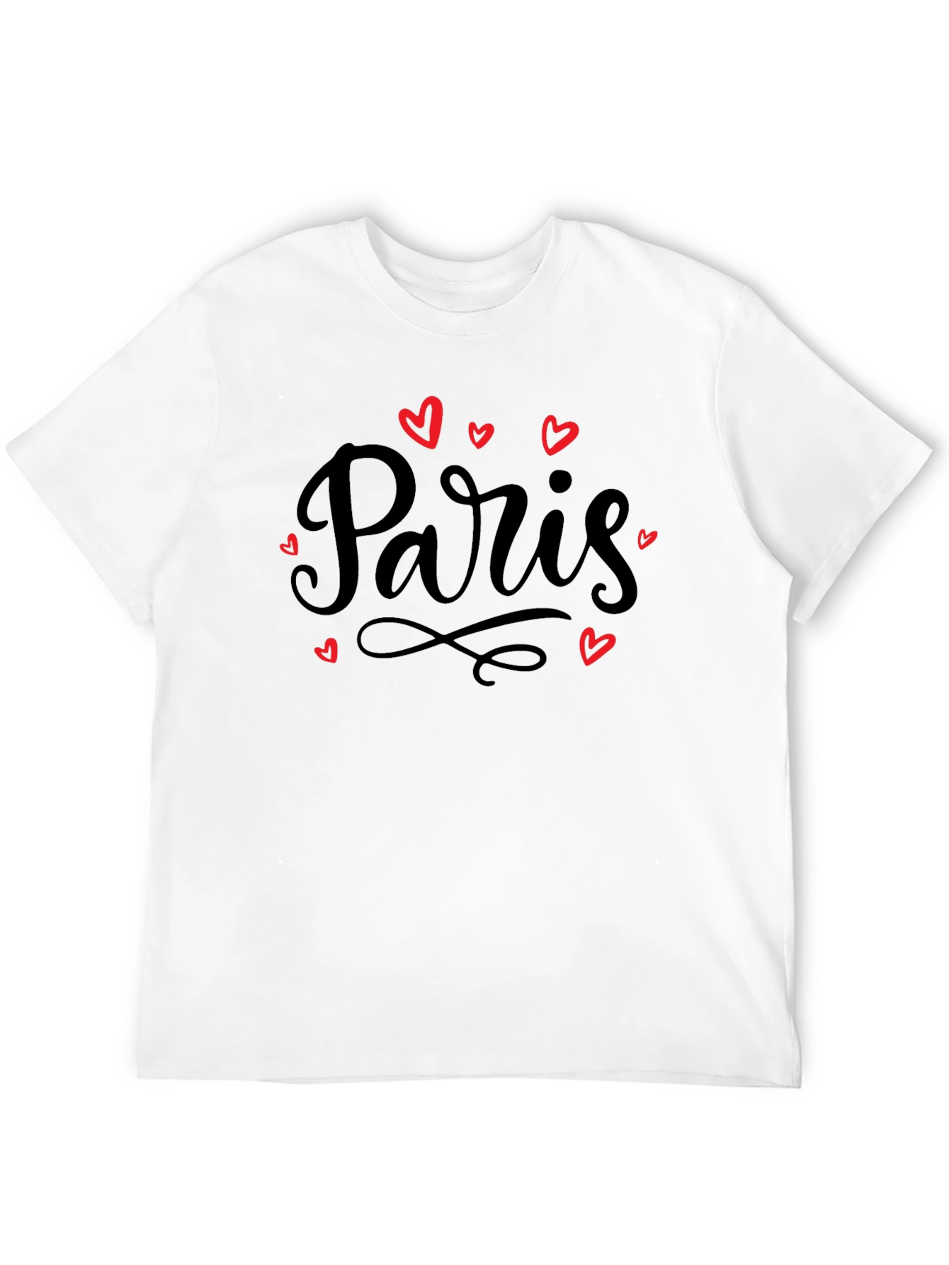 Paris Love Heart Graphic T-Shirt - Black