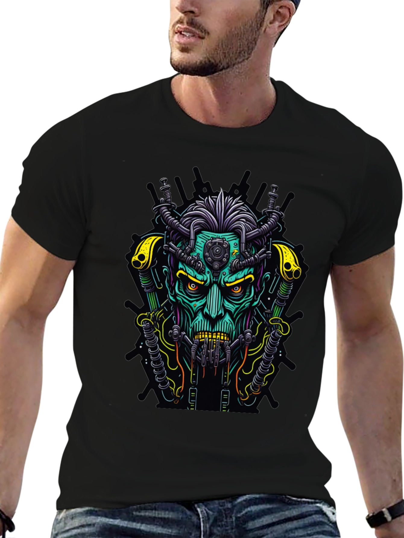 Cyberpunk Monster Graphic Black T-Shirt