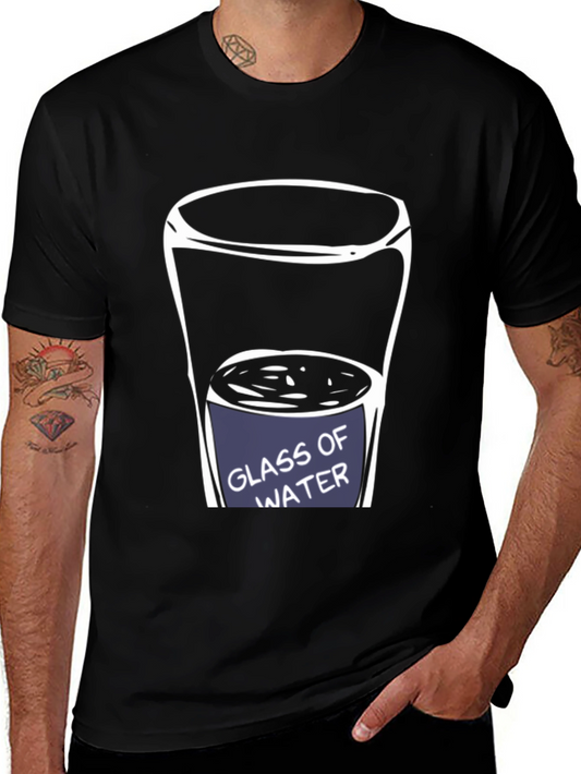Glass of Water Graphic Tee - Unisex Black Cotton T-Shirt