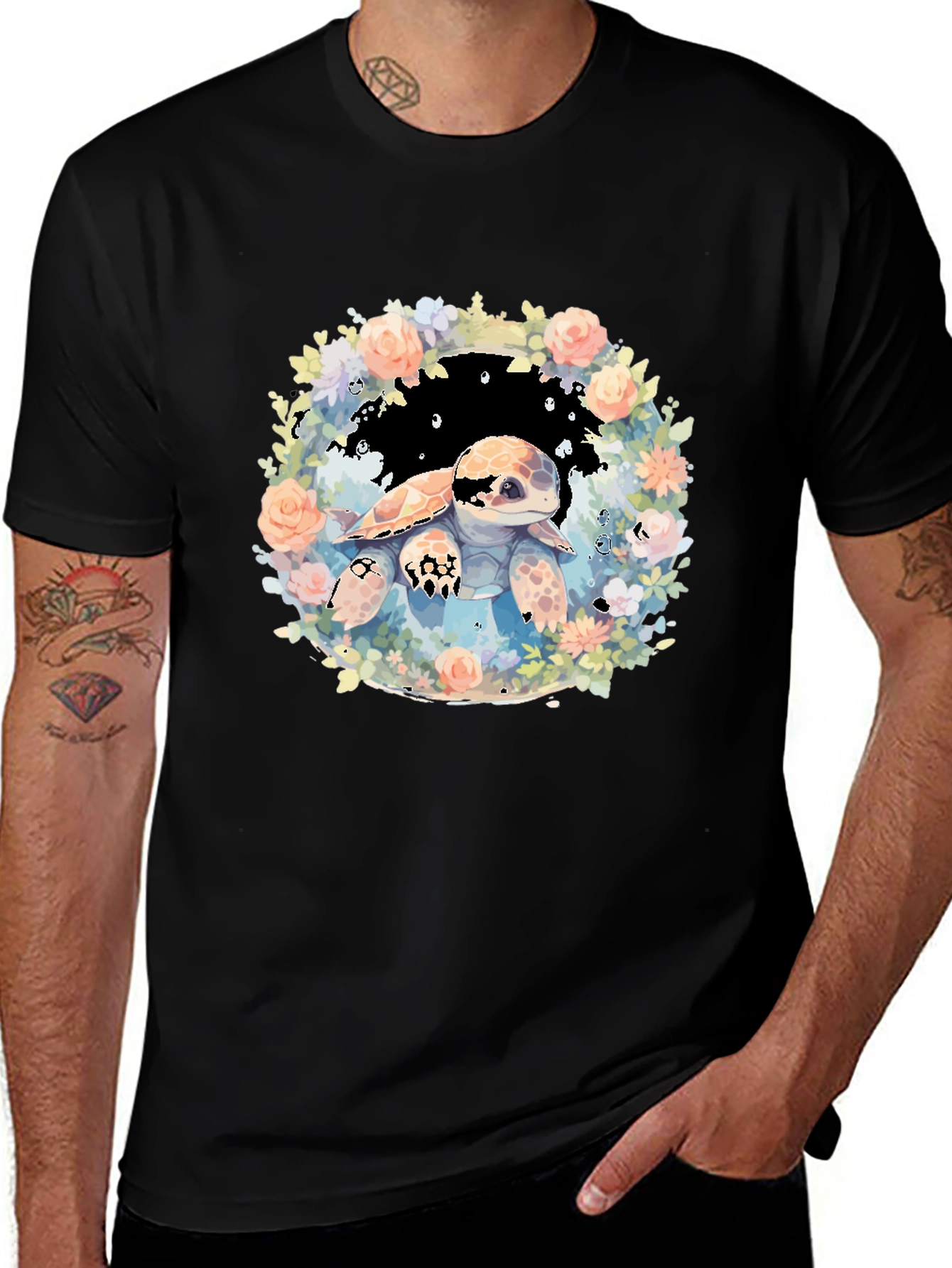 Turtle Floral Graphic Tee