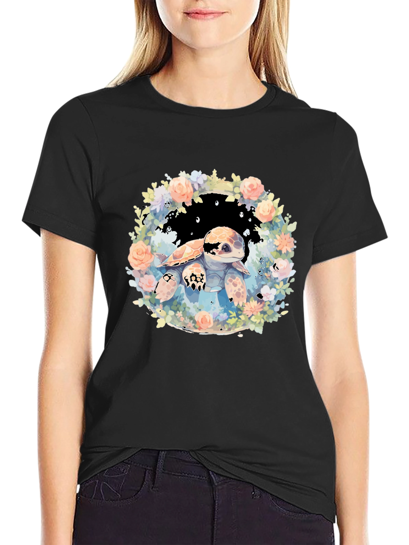 Turtle Floral Graphic Tee