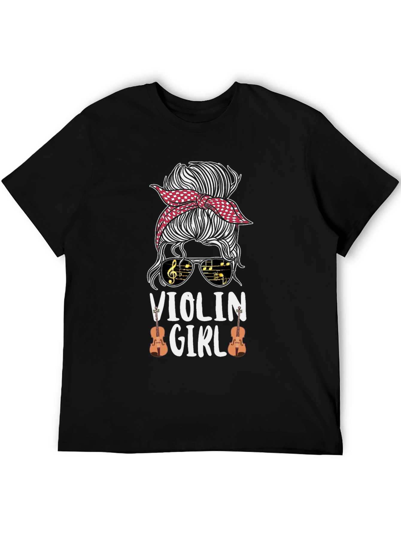 Violin Girl Messy Bun T-Shirt Music Lover Tee
