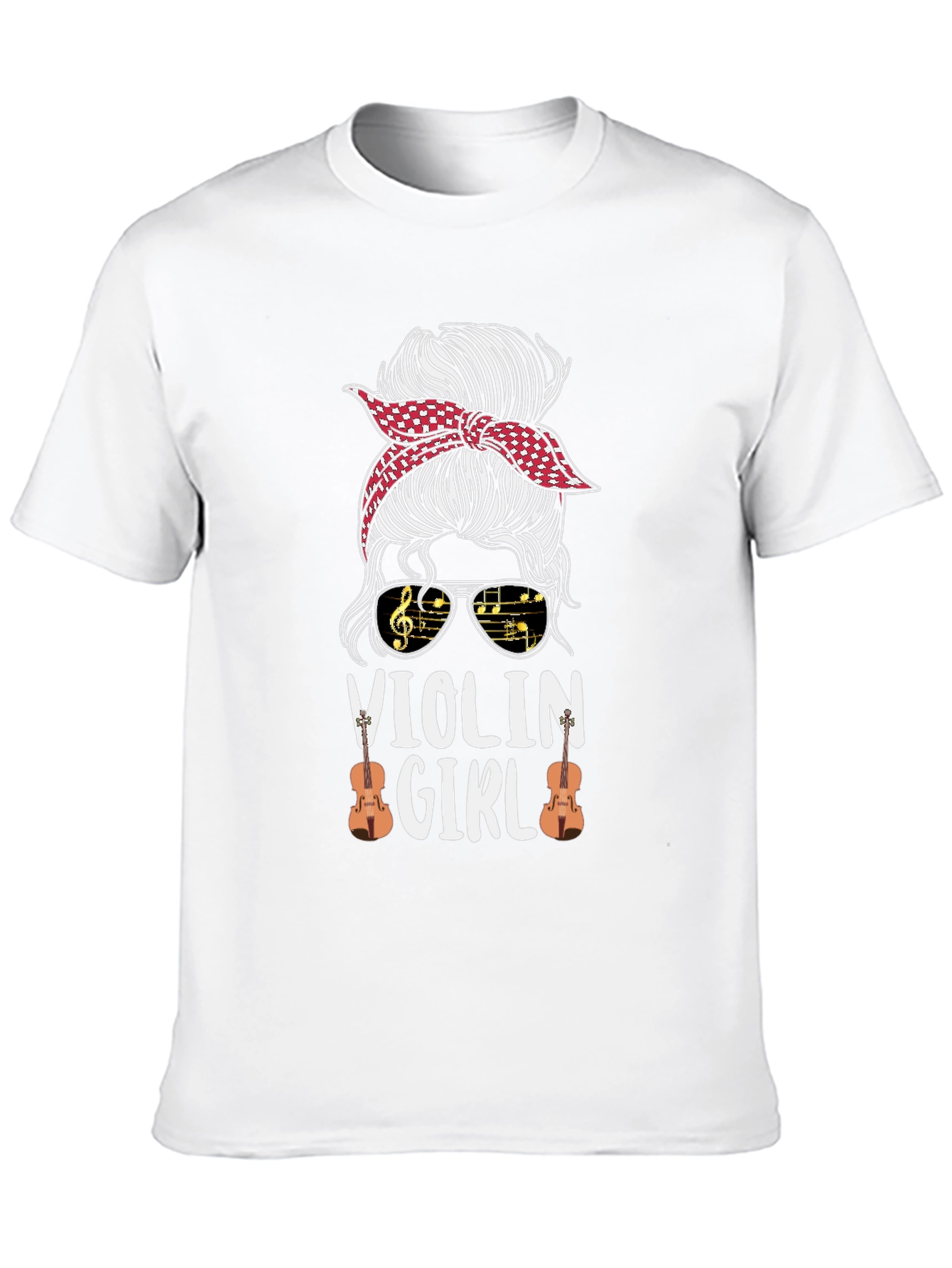 Violin Girl Messy Bun T-Shirt Music Lover Tee