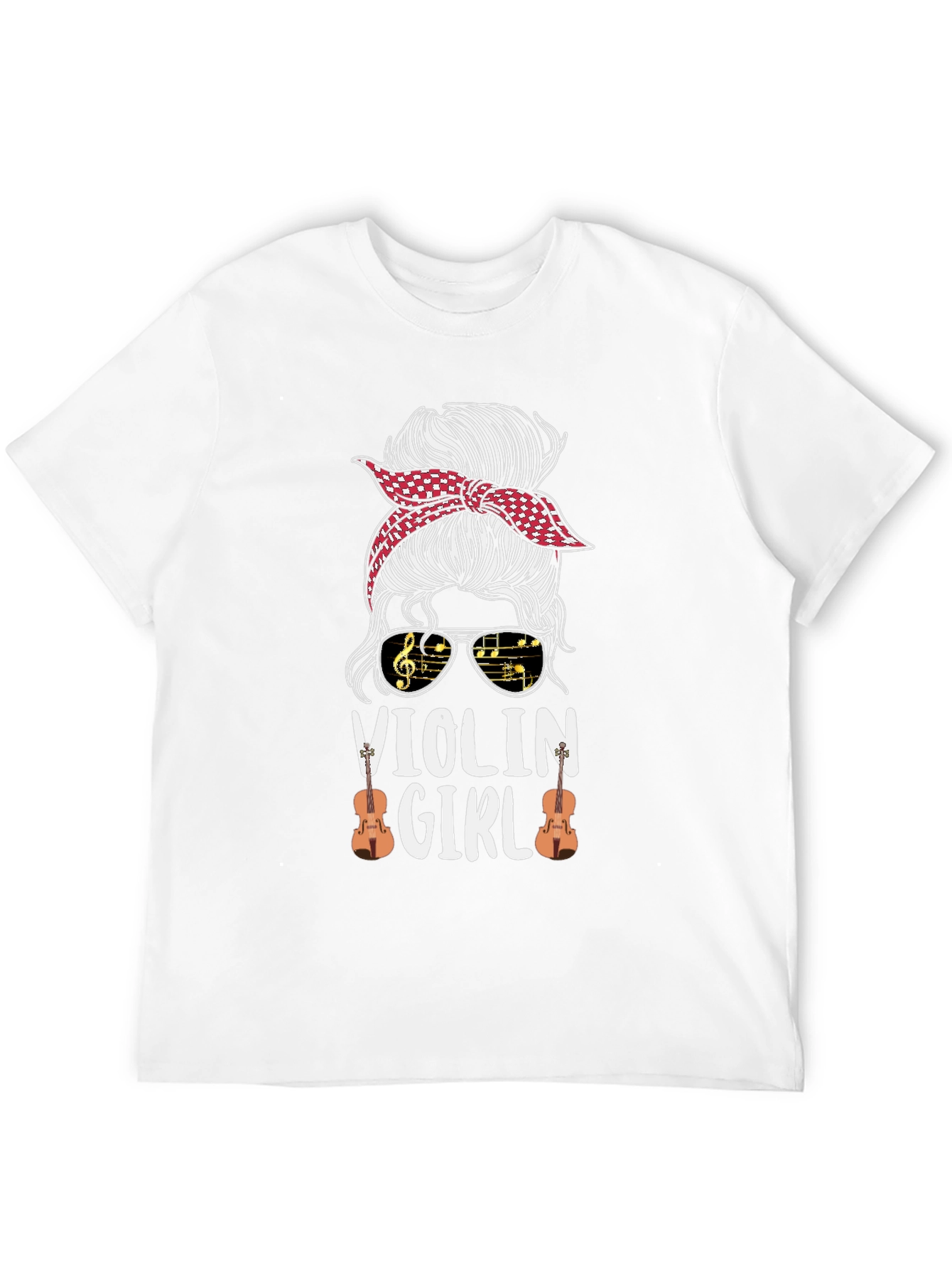 Violin Girl Messy Bun T-Shirt Music Lover Tee