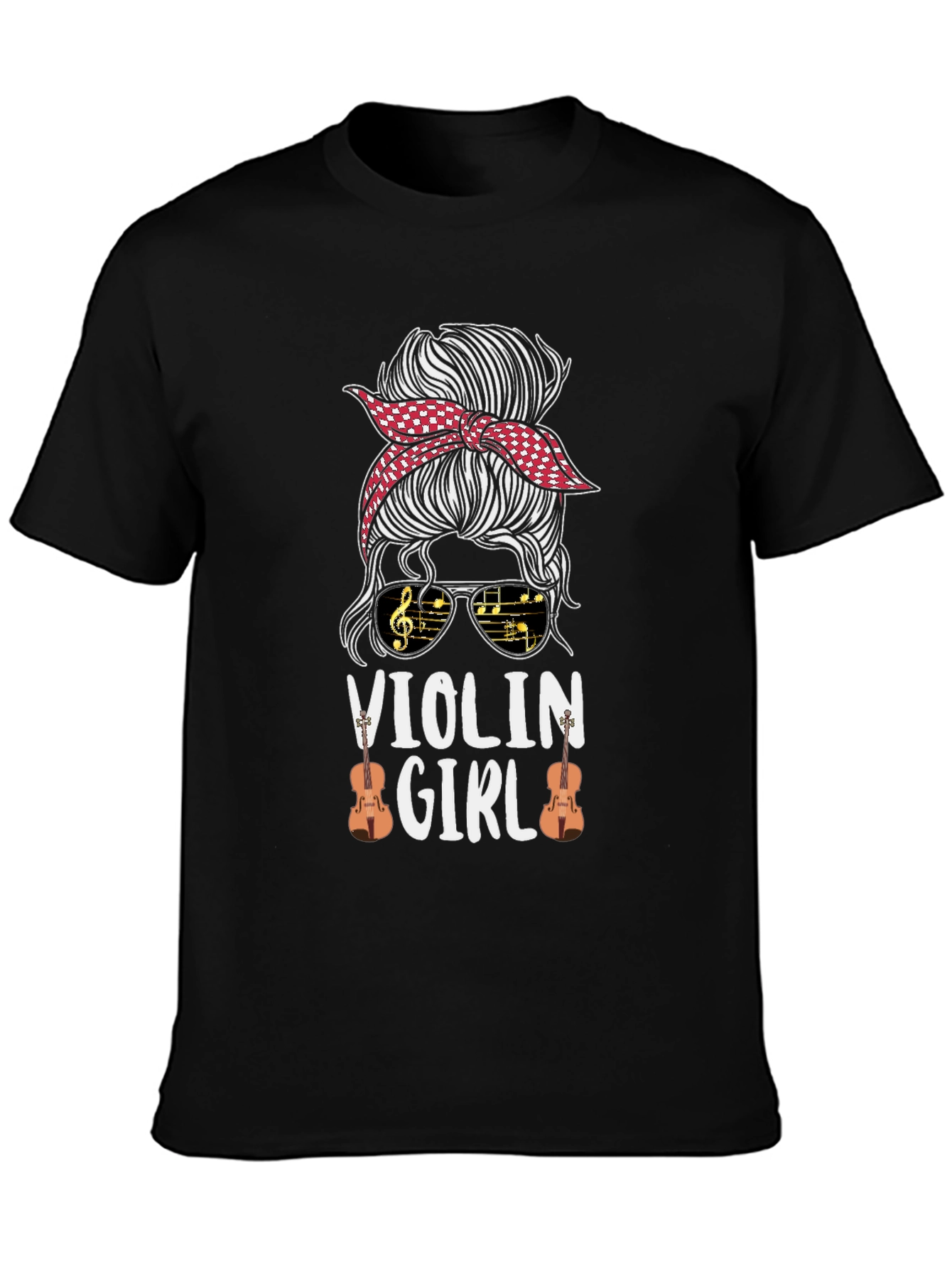 Violin Girl Messy Bun T-Shirt Music Lover Tee