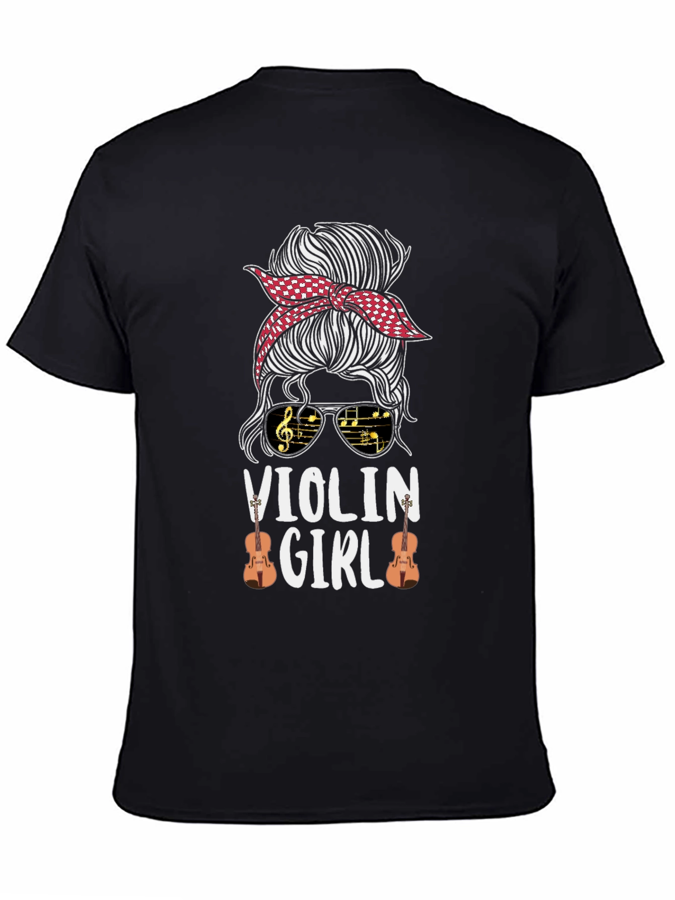 Violin Girl Messy Bun T-Shirt Music Lover Tee