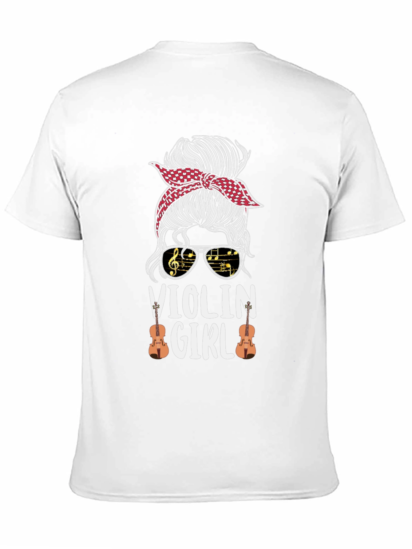 Violin Girl Messy Bun T-Shirt Music Lover Tee