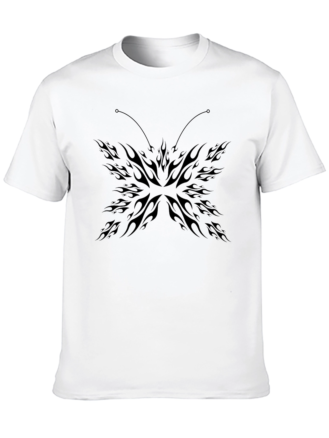 Black Butterfly Flame Graphic Tee - Mens Casual T-Shirt