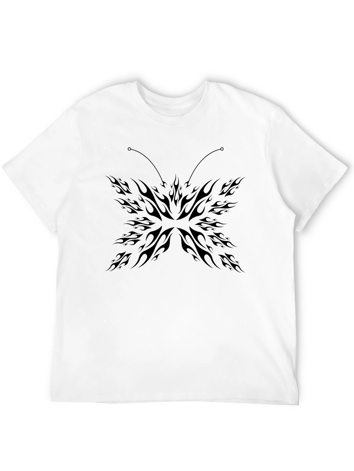 Black Butterfly Flame Graphic Tee - Mens Casual T-Shirt