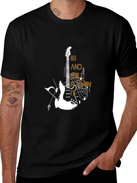 60 and Still Rockin Guitar Graphic T-Shirt