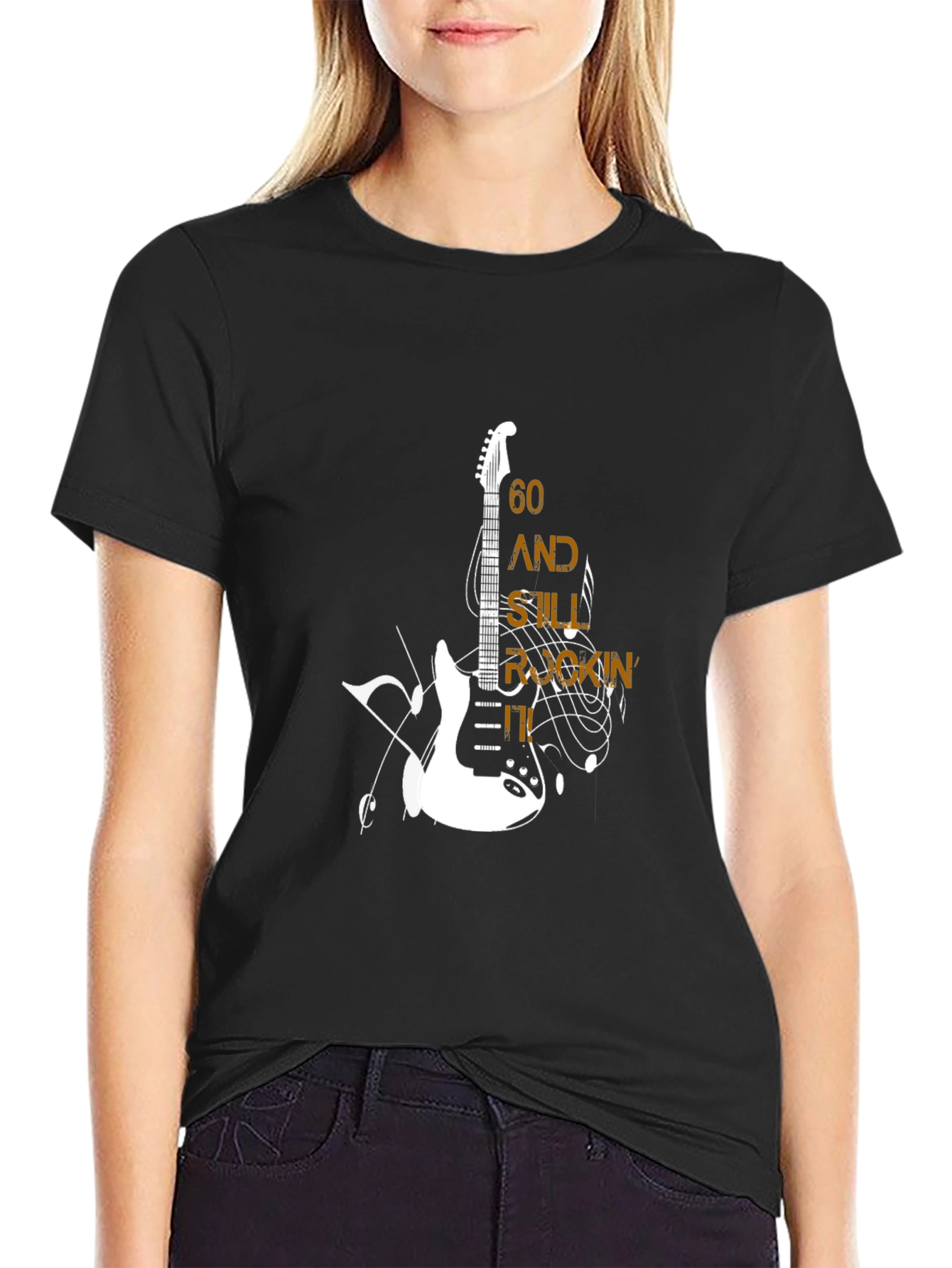 60 and Still Rockin Guitar Graphic T-Shirt