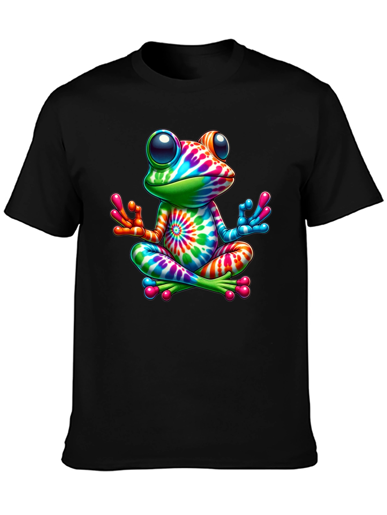 Tie-Dye Frog Meditating Graphic Tee