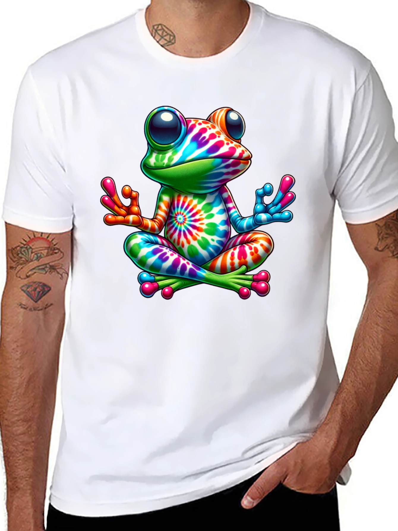 Tie-Dye Frog Meditating Graphic Tee