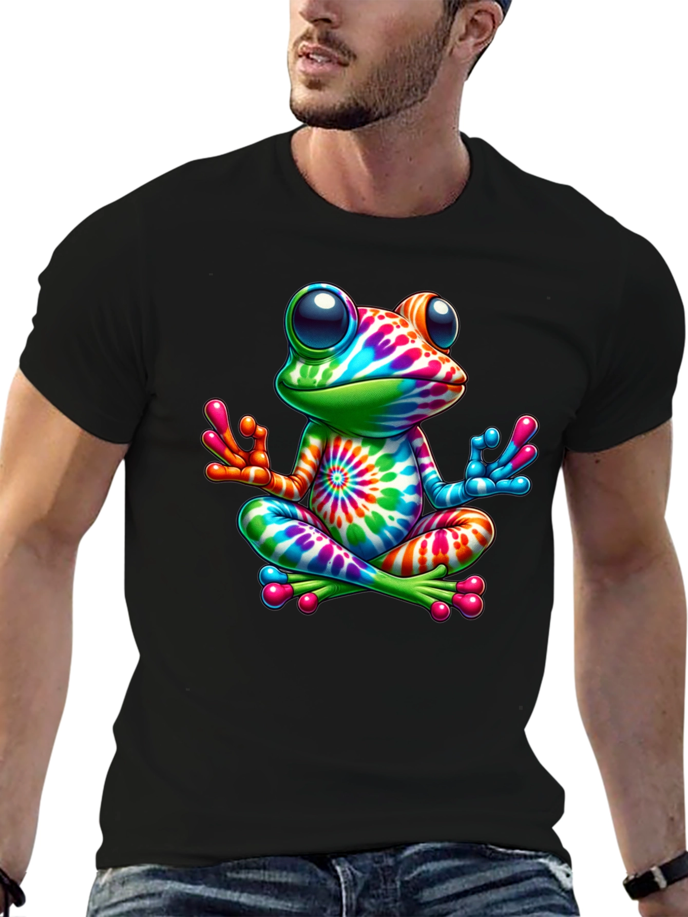 Tie-Dye Frog Meditating Graphic Tee