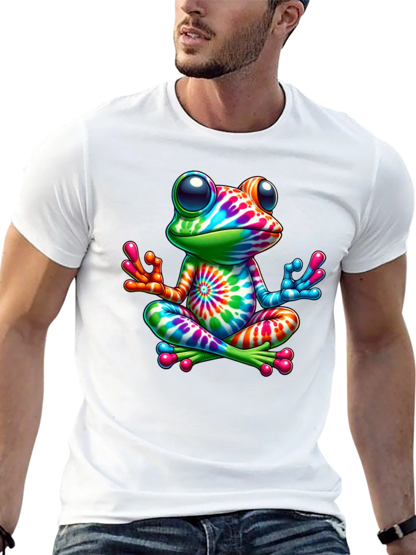 Tie-Dye Frog Meditating Graphic Tee