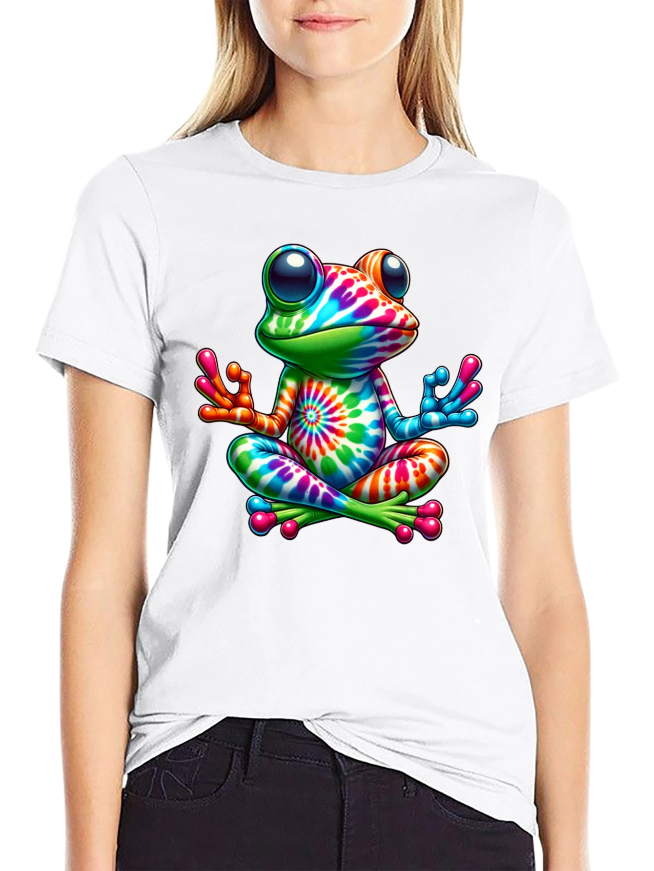 Tie-Dye Frog Meditating Graphic Tee