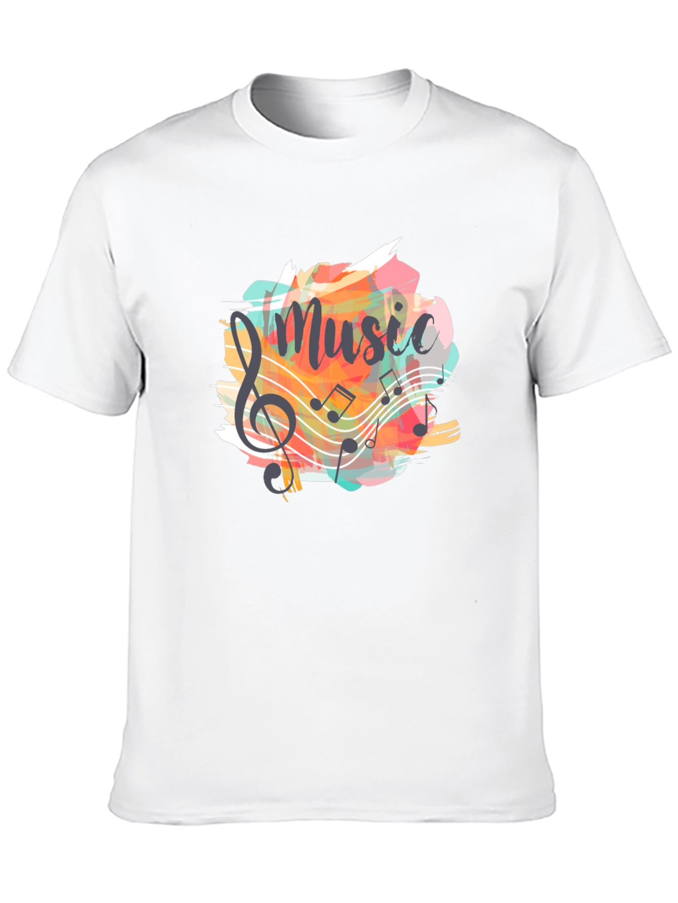 Musical Notes Graphic Tee - Black Cotton T-Shirt