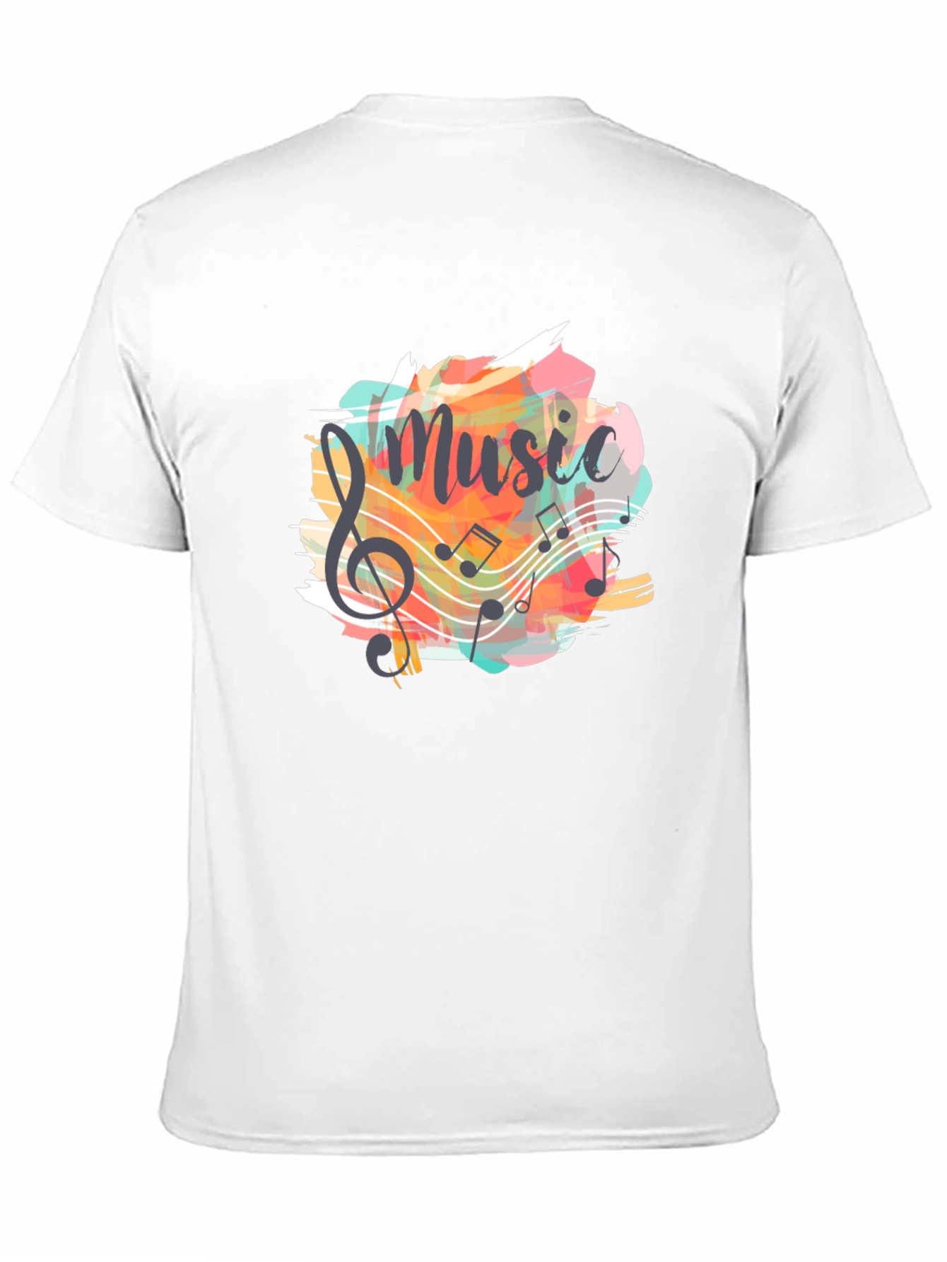Musical Notes Graphic Tee - Black Cotton T-Shirt