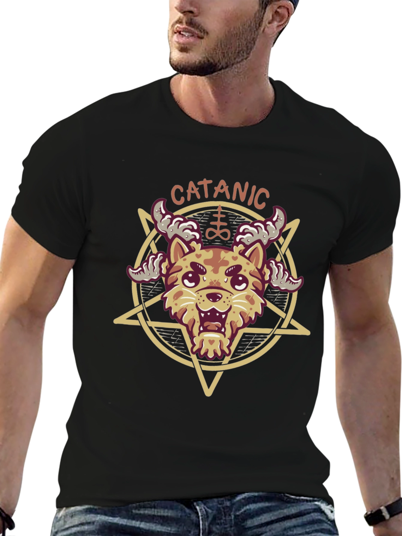 Cat-anic T-Shirt - Humorous Gothic Tee