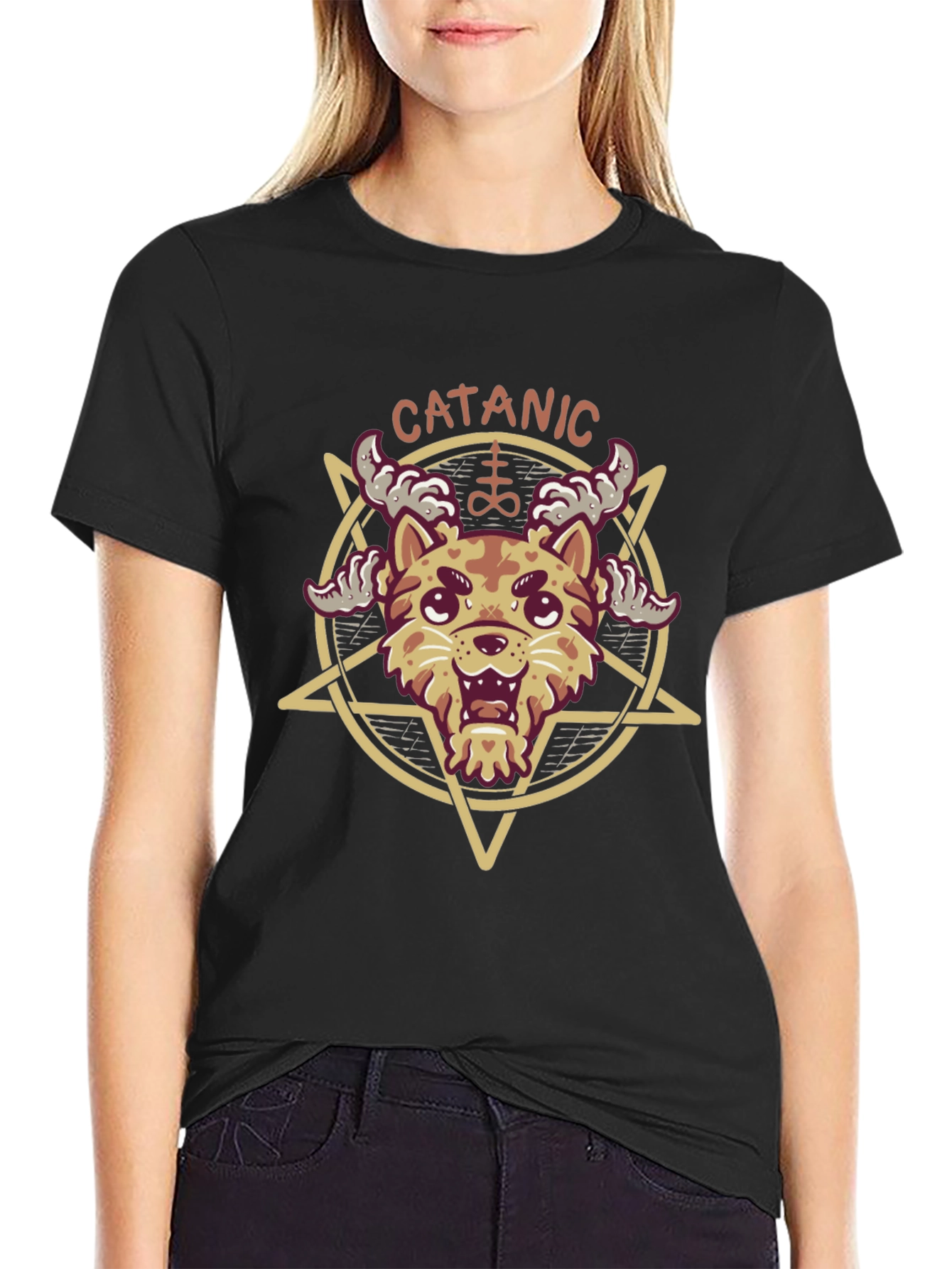 Cat-anic T-Shirt - Humorous Gothic Tee