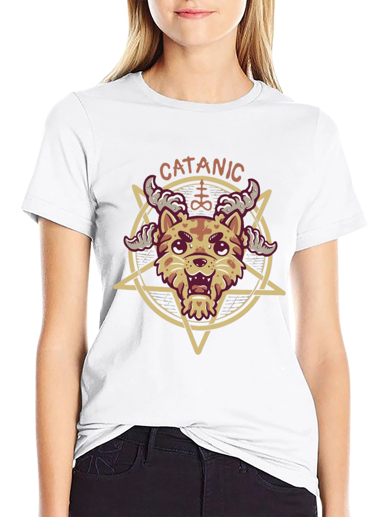 Cat-anic T-Shirt - Humorous Gothic Tee