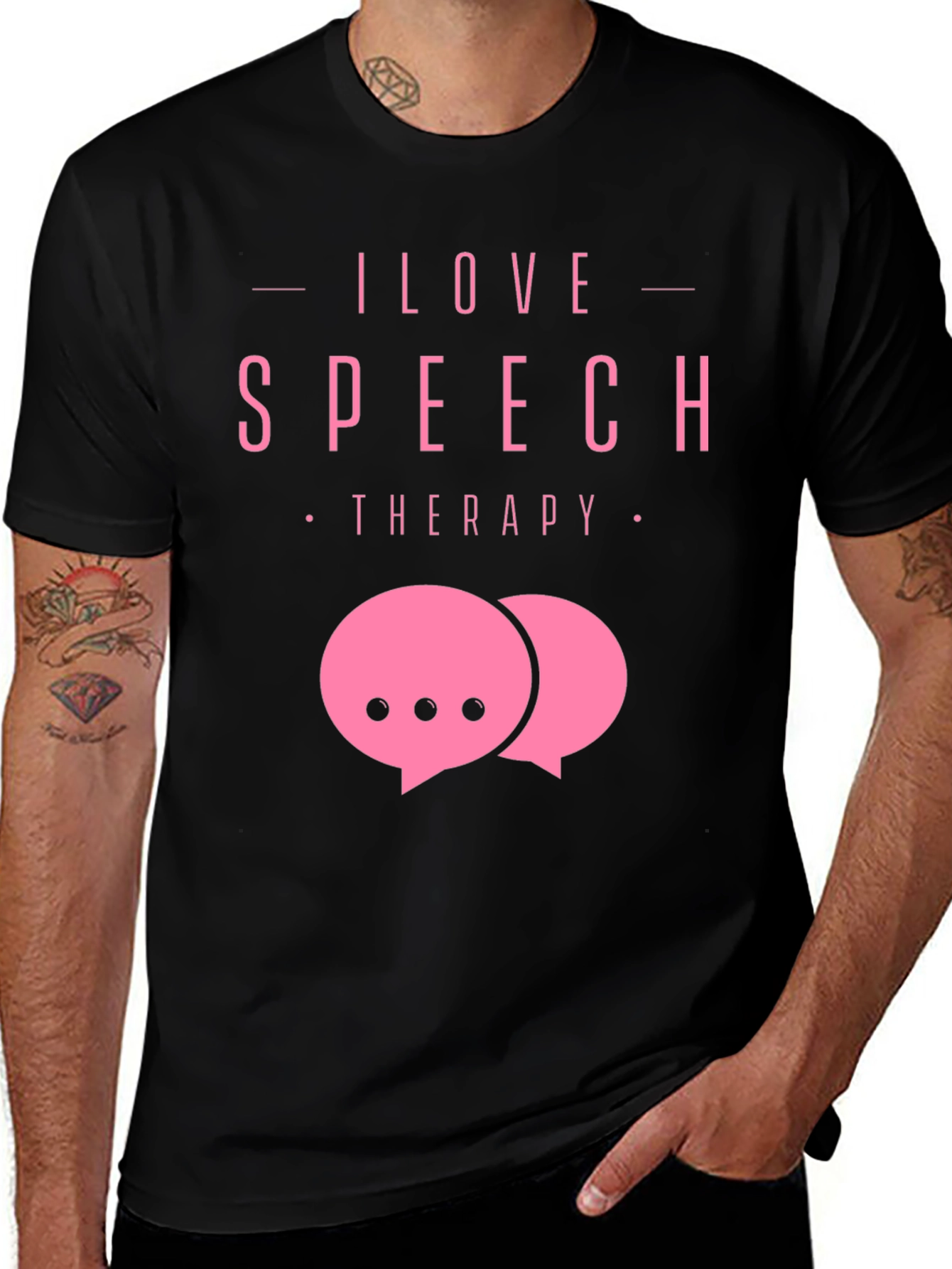I Love Speech Therapy Black T-Shirt