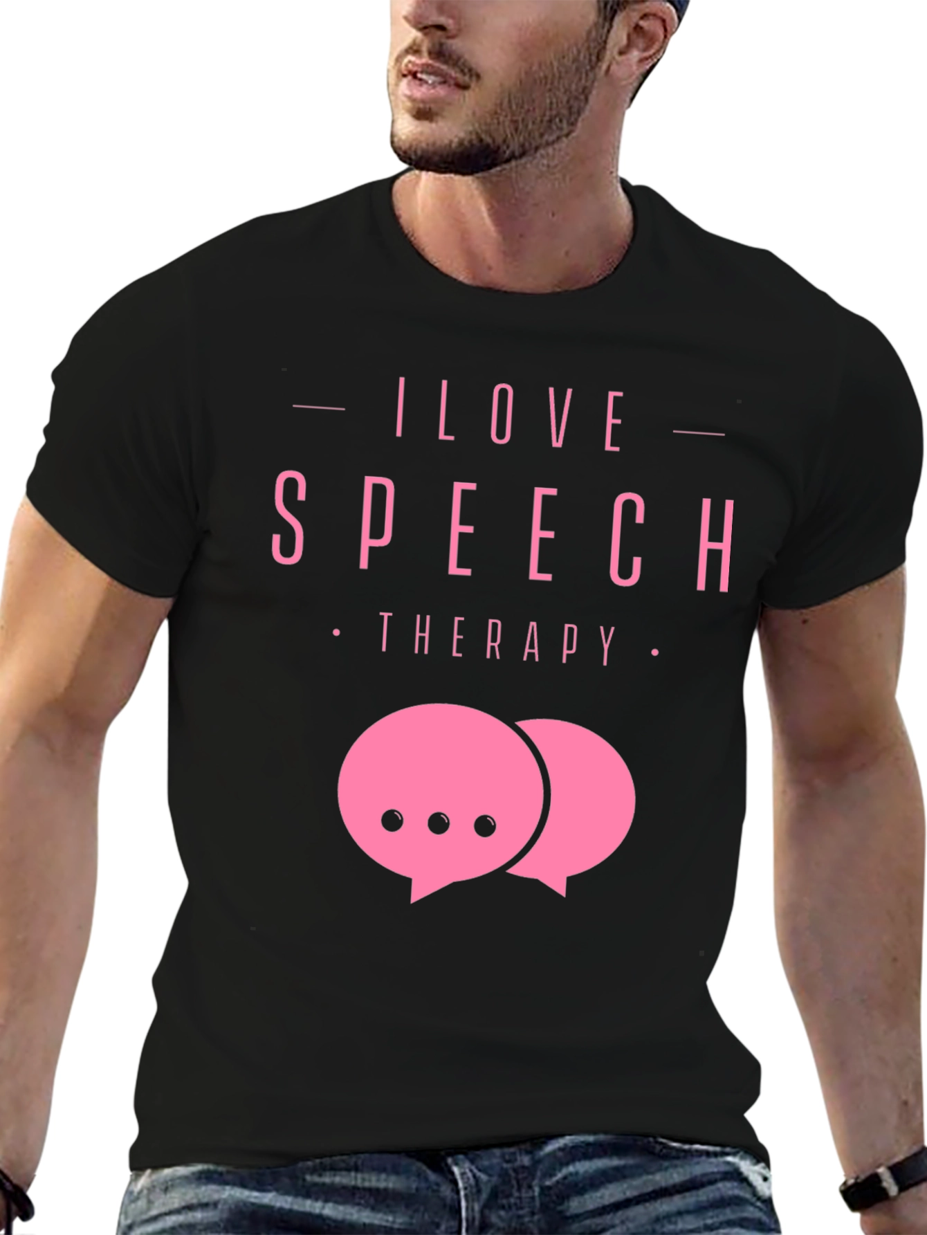 I Love Speech Therapy Black T-Shirt